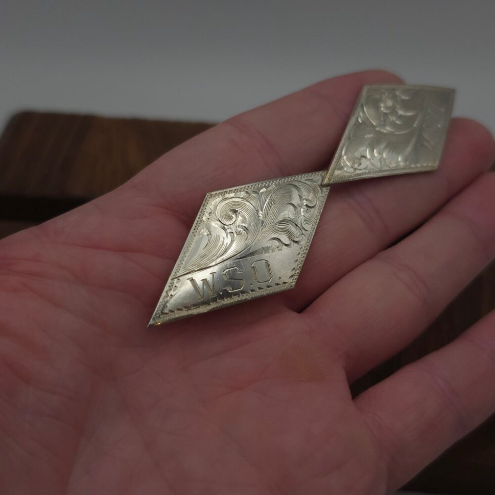 Sterling Silver WSO Initials Cuff Links B48 - Picture 2 of 7